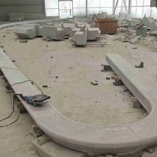 宿迁 芝麻白花岗岩弧形花坛石，坐凳石