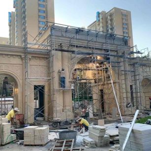 宿迁 黄金麻荔枝面花岗岩小区门楼外墙干挂