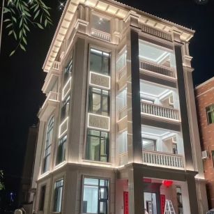 宿迁 芝麻白花岗岩别墅外墙夜间效果