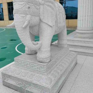 宿迁 白麻花岗岩动物异形石雕-大象