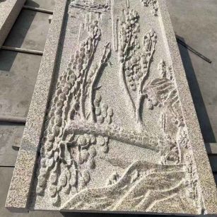 宿迁 黄金麻雕刻板浮雕迎客松