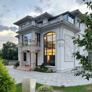 宿迁 白麻花岗岩私人别墅干挂石材豪华定制