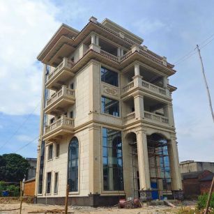 宿迁 黄金麻花岗岩石材别墅外墙干挂搭配（雕花栏杆花瓶柱门楼罗马柱）