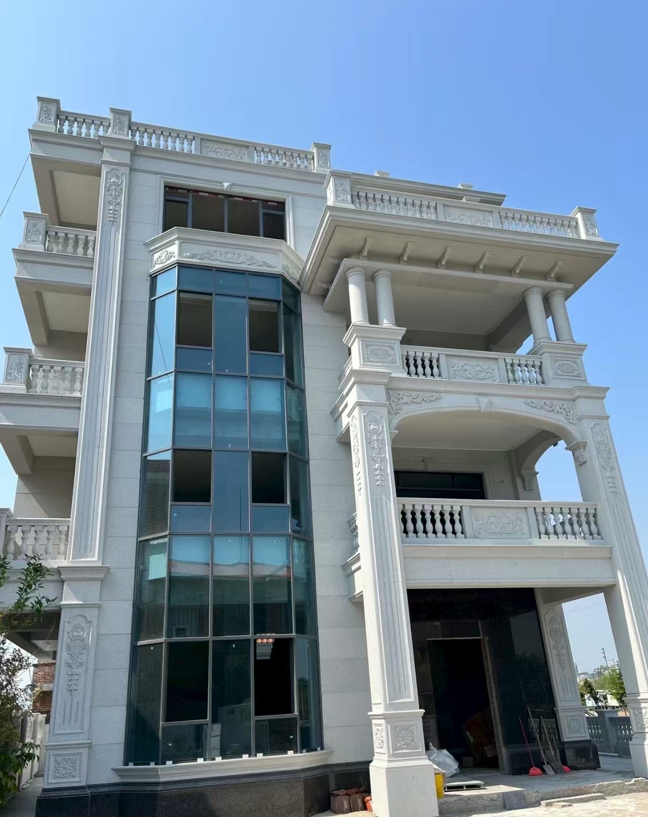 宿迁 白麻花岗岩别墅外墙干挂效果展示