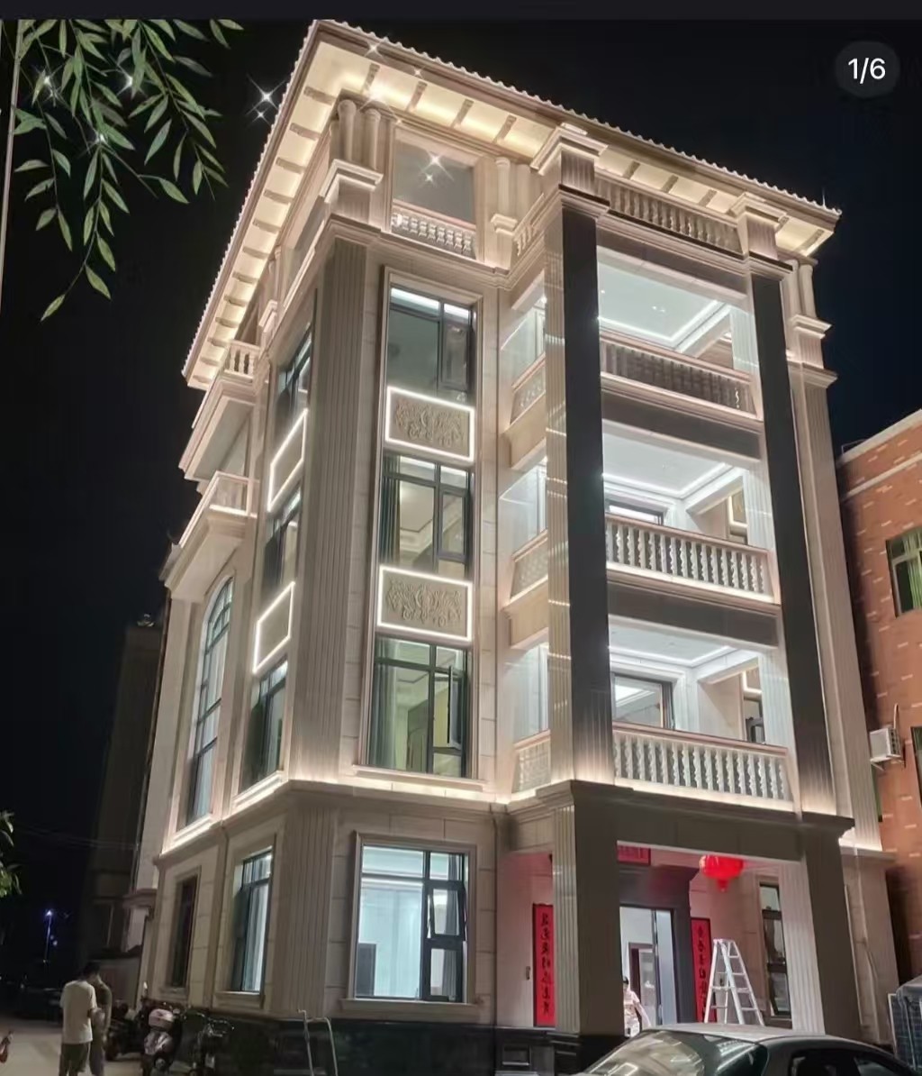 宿迁 芝麻白花岗岩别墅外墙夜间效果